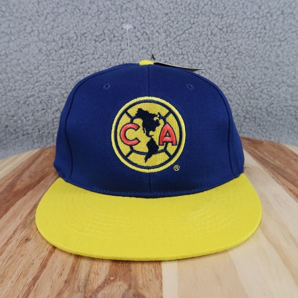 Club Aguilas Del America Soccer Hat Cap Blue Yellow Snapback Adjustable